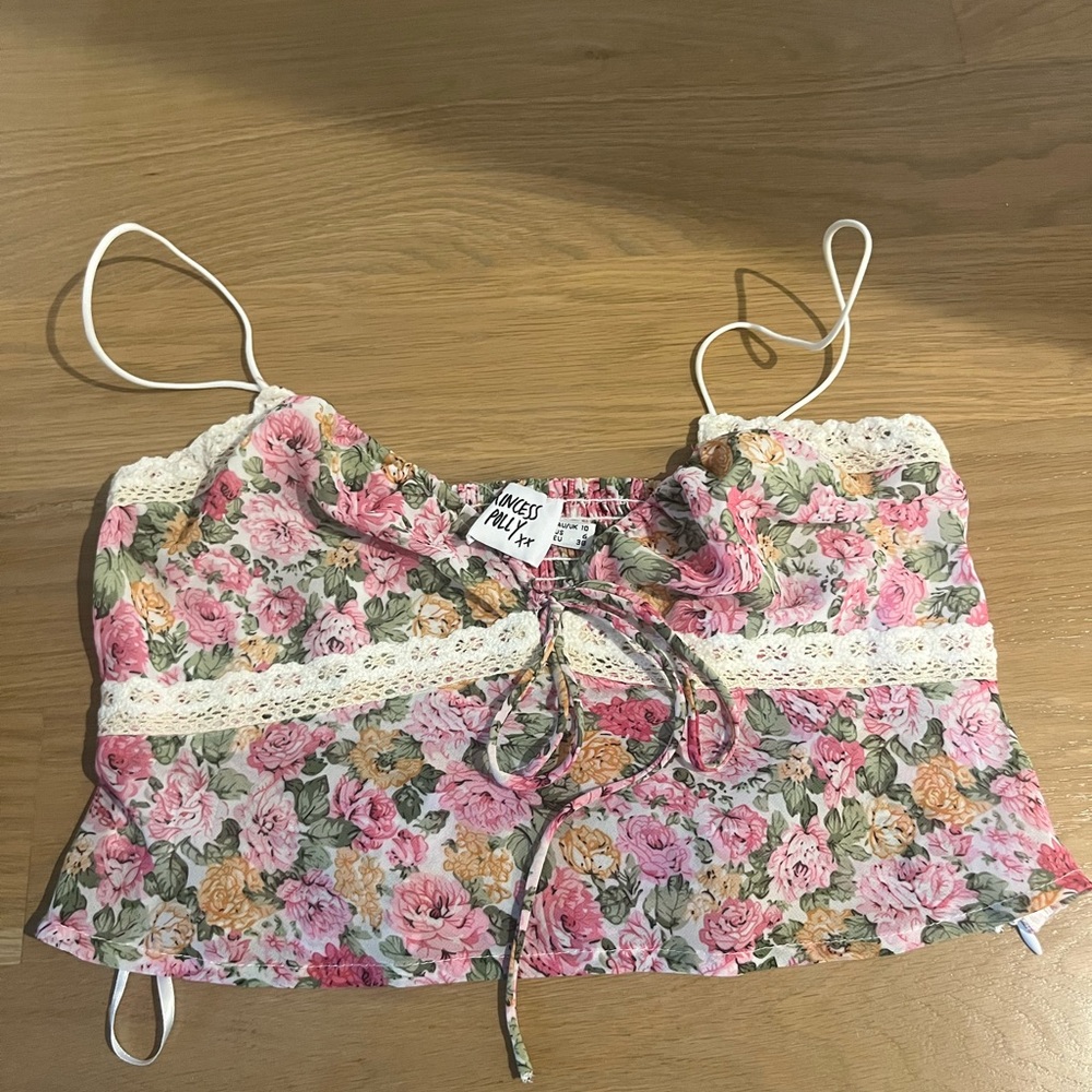 Princess Polly Floral Lace Camisole - Pink and Cream